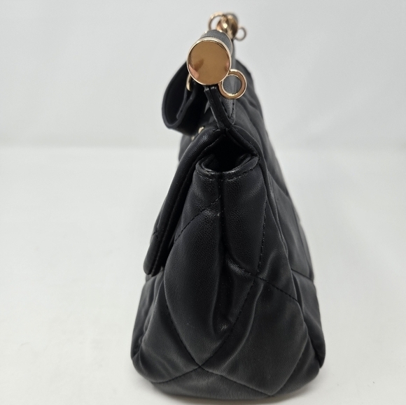 BADGLEY MISCHKA BLACK QUILTED TOP HANDLE PURSE NWOT BLACK WALLET FAUX LEATHER - Picture 11 of 16